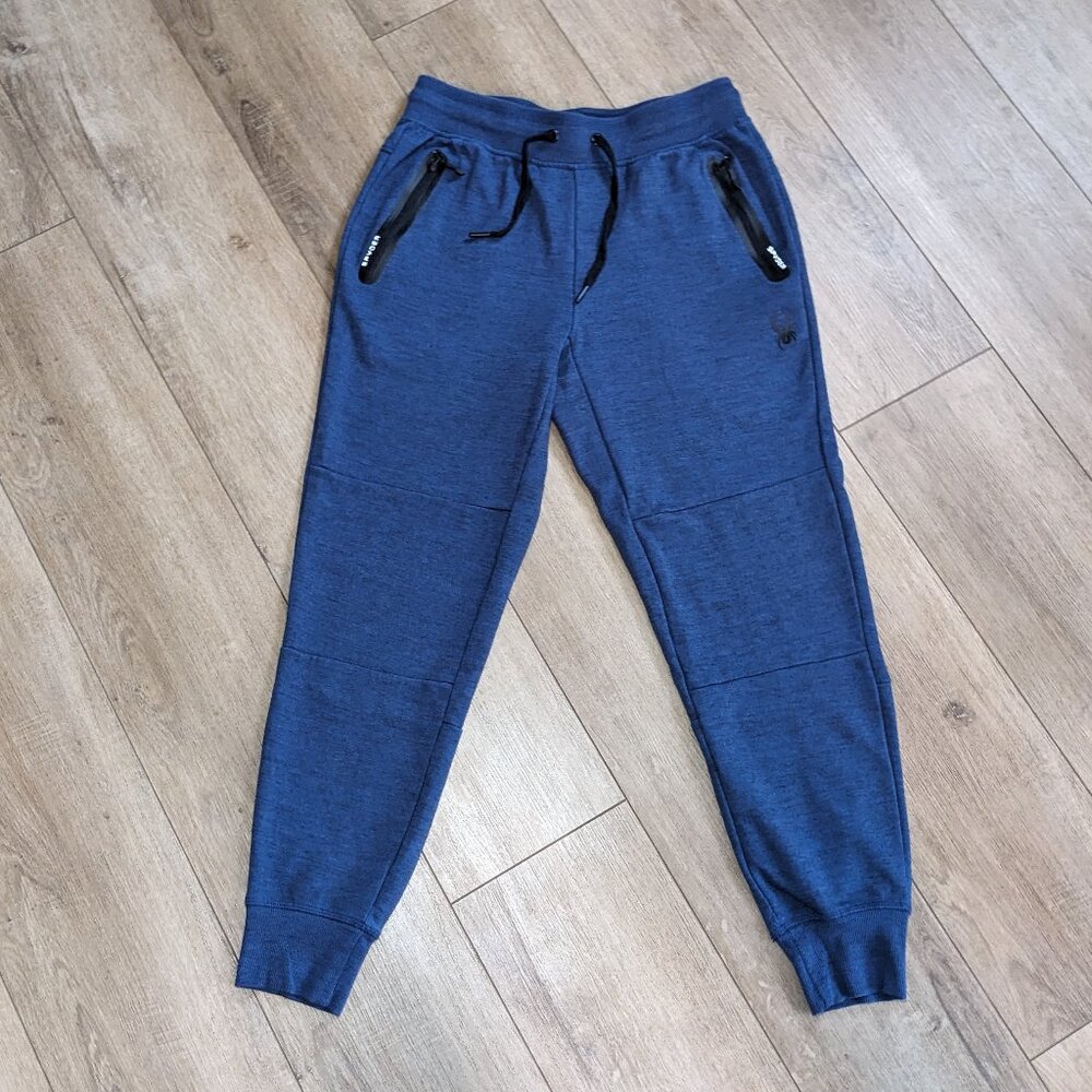 Spyder Active Proweb Blue Jogger Sweatpants Mens M Zipper Pockets Gym 30x28